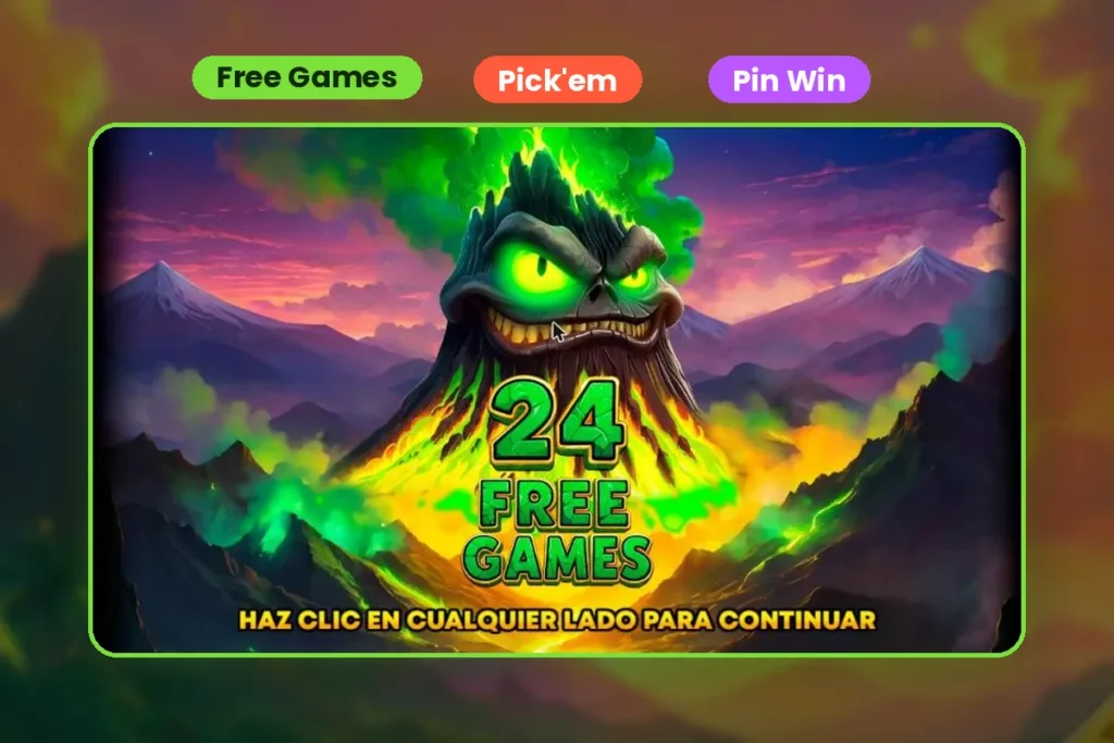 Bonos de 3 Spirit Volcanoes: 24 Free Games, Pick'em y Pin Win