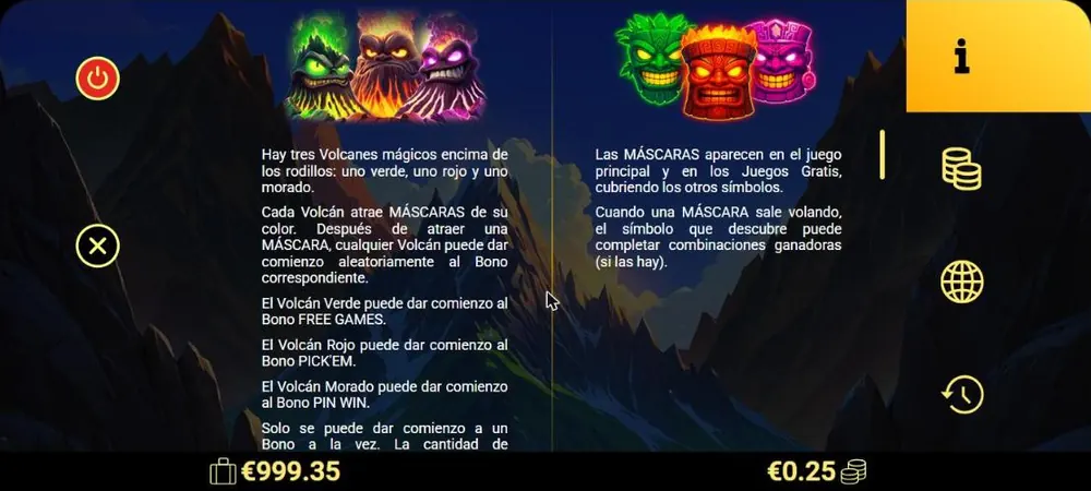 Reglas de los tres volcanes y las máscaras en 3 Spirit Volcanoes