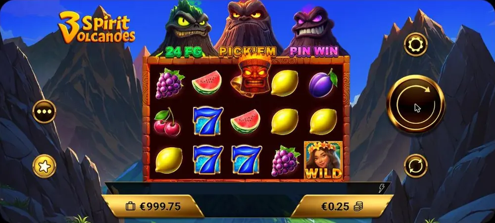 3 Spirit Volcanoes en la pantalla de un Android con el Wild de la bailarina