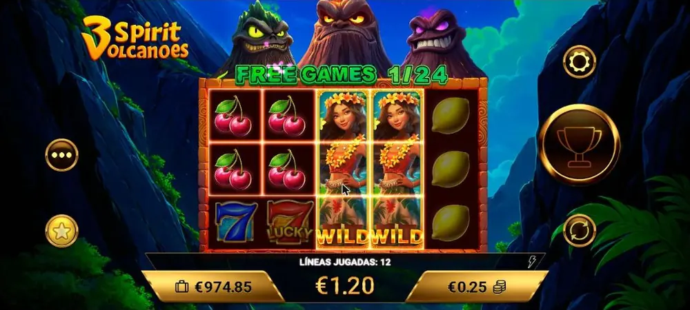 Dos Wild expansivos de la bailarina durante Free Games en 3 Spirit Volcanoes